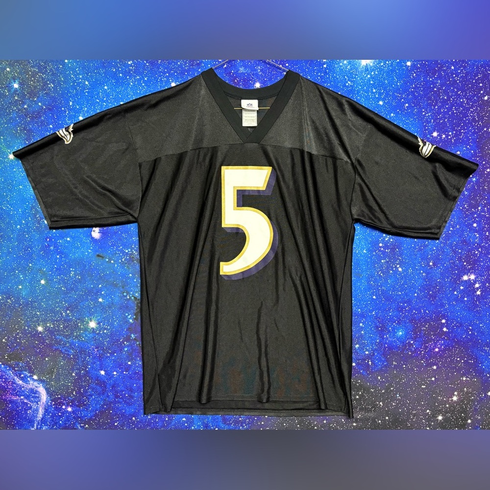 NFL Baltimore Ravens #5 Joe Flacco Black and Purple Men's Jersey Sz Large - Picture 2 of 5